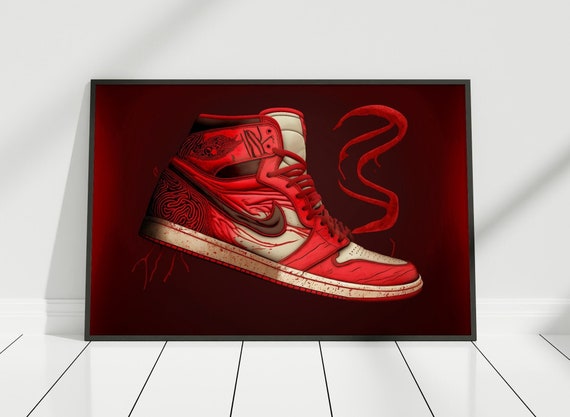 Air Jordan Shoes Poster Red Sneakers Poster Hype Room Decor - Etsy