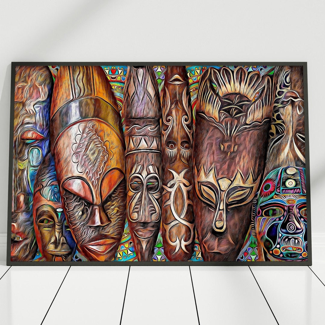 African Masks Poster, African Masks Print, Africa Wall Decor, African