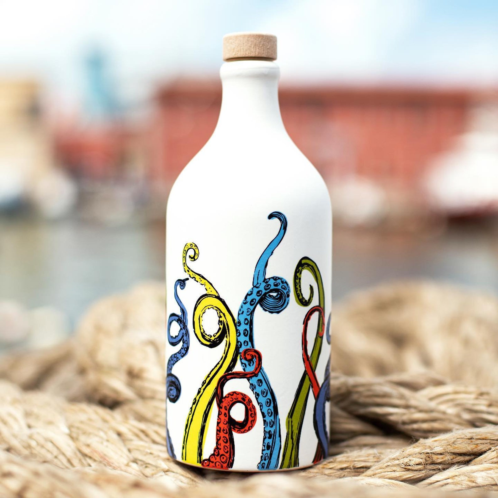 Ceramic bottle olive oil kitchen decor Italian octopus Etsy