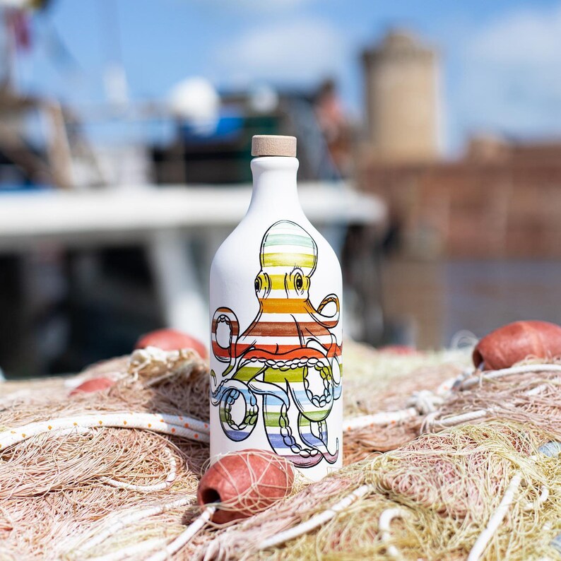 Ceramic bottle octopus olive oilArtisan Olive oil hand Etsy