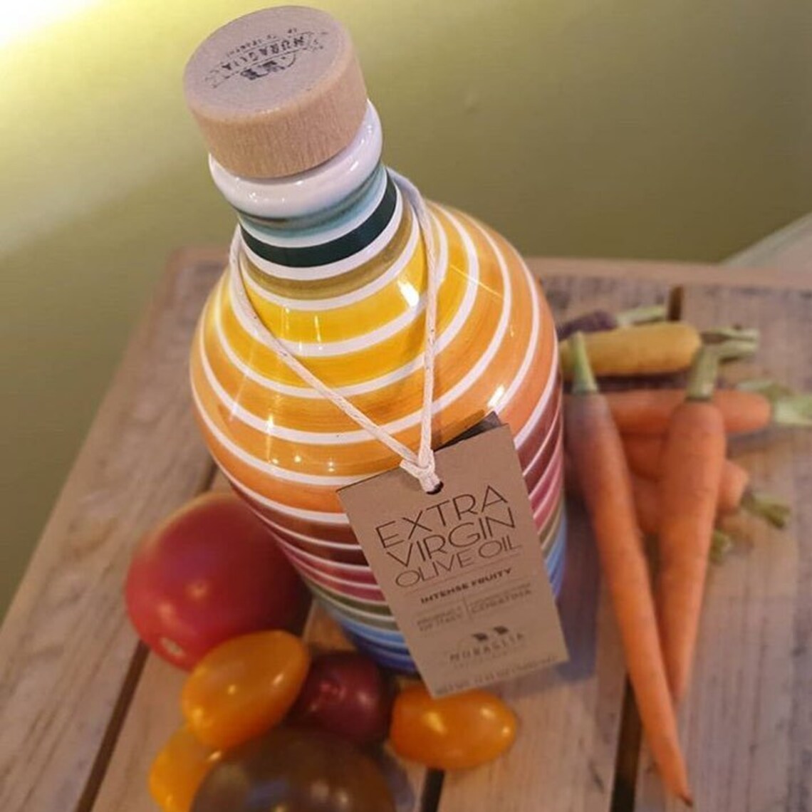 Ceramic bottle rainbow olive oil hand painted extra Etsy