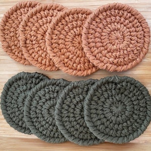 Farmhouse Coaster Set, Modern Cotton Coasters, Handmade Crochet Coasters, Hand Knit Coasters, Coaster Sets, Farmhouse Decor, Crochet Coaster