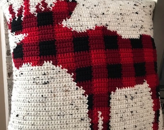 Buffalo Plaid Moose Pillow Crochet Pattern, Buffalo Plaid Moose Graph, Corner to Corner Moose Graph, Moose crochet Graph, Moose Cushion