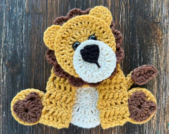 Lion Applique, Crochet Sitting Lion Applique, Premade Lion Applique for Baby Blanket, Ready to Use Baby Lion Applique, Lion Embellishment,