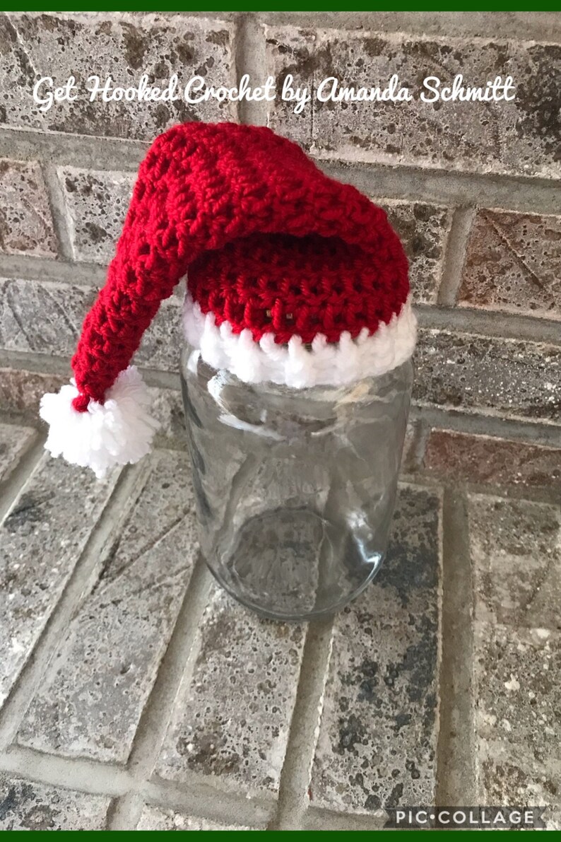 Mini Santa Hat Mason Jar Cover Crochet Pattern/Mason Jar | Etsy