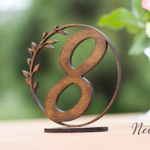 Números de mesa, decoración rústica de madera para bodas, decoración de mesas, accesorios para eventos, números de mesa para bodas, elegantes números de mesa de madera, nogal oscuro D1