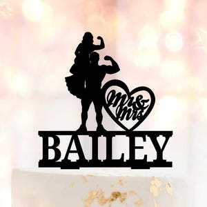 Athletic couple Wedding Cake Topper,Fitness Wedding Cake Topper, Sport cake topper ,Bodybuilder mr and mrs wedding cake topperA234