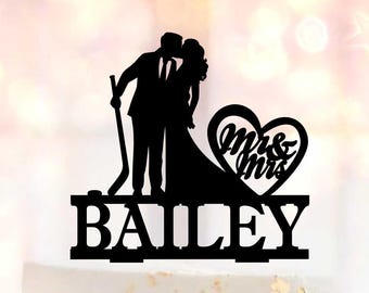 Hockey wedding cake topper, Custom Hockey Cake Topper, Wedding hockey topper, Mr and Mrs Cake Topper, Hockey couple wedding cake topper A242