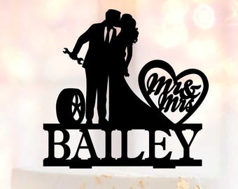 Auto Mechanic Wedding Cake Topper, Couple Wedding Cake Topper, Wedding Cake Topper, Wedding Cake Topper With Wrench Tool, Funny Topper  A243