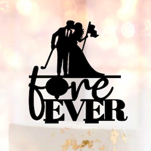 Fore Ever Wedding Cake Topper, Golf Wedding Cake Topper, Golf Cake Topper, Rustic Wedding Cake Topper, sports golf cake decor golf club A327