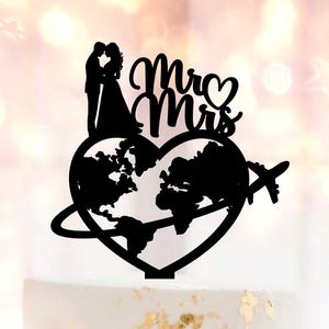 Travel Wedding Cake Topper, Couple Wedding Cake Topper, Airplane Wedding Cake Topper, Mr and Mrs Cake Topper, Cake Topper, travel cake A248