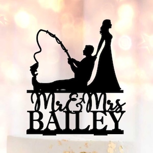 Fishing Cake Topper,Bride Pulling Groom,Bride Dragging Groom,Funny Cake Topper,Fisherman wedding Cake Topper,Topper,Wedding Cake Topper A254