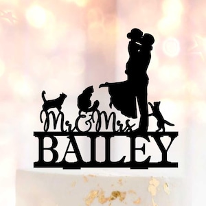 Adorno para tarta de novios con gatos, adorno personalizado para tarta, adorno para tarta de boda, adorno para tarta de gato, adorno para tarta de boda con gato, adorno para tarta de boda con gato A005