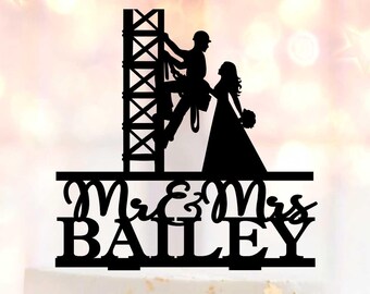 Lineman Wedding Cake Topper, Electrician Wedding Cake Topper, Builder Cake topper for wedding party decorations