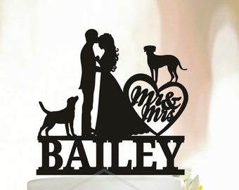 Couple Wedding Cake Topper,Cake topper with dogs,Dogs wedding cake topper,Dogs cake topper,Dog Silhouette Cake Topper,Cake Topper,Pet topper