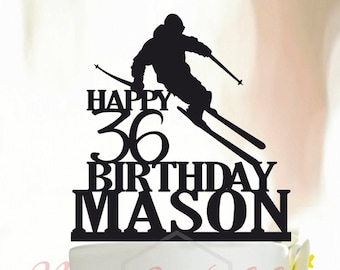 Skier Birthday cake topper,Snow Ski Cake Topper,Skier party decor,Custom birthday cake topper ski,Winter Sports cake topper,Birthday  A028