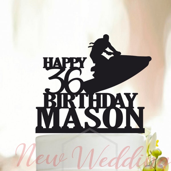 Jet Ski Birthday Cake Topper,Personalized Jet Skiing Cake Topper,Custom Birthday Cake Topper,Any Name & Age Cake Topper,Water Ski TopperA023