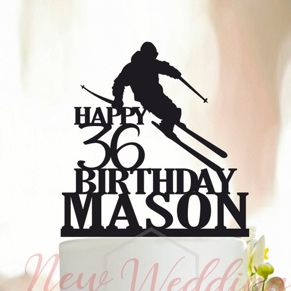 Skier Birthday cake topper,Snow Ski Cake Topper,Skier party decor,Custom birthday cake topper ski,Winter Sports cake topper,Birthday  A028