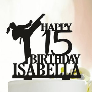 Girls Karate Birthday Cake Topper, Female Karate Cake Decor, Fighting Karate, Karate Kid Cake Topper, Martial Arts Cake Topper  A344