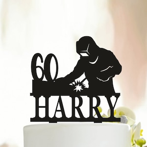 Décoration de gâteau d'anniversaire de soudeur, décoration d'anniversaire de soudage, de gâteau de soudage à souder, de gâteau de soudure, nom personnalisé et âge de gâteau
