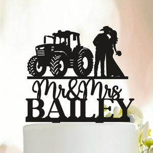 Tractor Wedding Cake Topper,Farmer Wedding Cake Topper,Wedding Cake Topper,Rustic Topper,Tractor Cake Topper,Bride and Groom Cake TopperA280