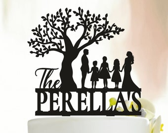 Familie Cake Topper,Baum Hochzeitstorte Topper,Paar Kuchen Topper,Familien Hochzeitstorte Topper,Personalisierte Hochzeitstorte Mit Kindern A266