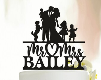 Family Cake Topper,Wedding cake topper with children,Family cake toppers for wedding,Couple Cake Topper,Family Wedding Topper with baby A279