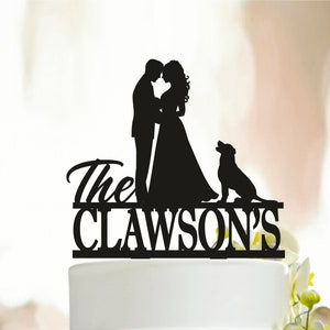 Couple Wedding Cake Topper, Cake topper with dogs, Dogs cake topper, Bride and Groom cake topper, Couple with pets, Family Cake Topper A256