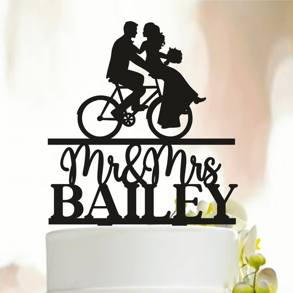 Bicycle Cake Topper, Bicycle Wedding Cake Topper, Bike Cake Topper,Cake Topper Bicycle,Acrylic Cake Topper,Couple Cake Topper,Cycling Couple