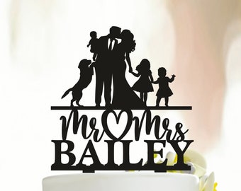 Family Cake Topper,Wedding cake topper with children,Family cake toppers for wedding,Couple Cake Topper,Family Wedding Topper with baby A279
