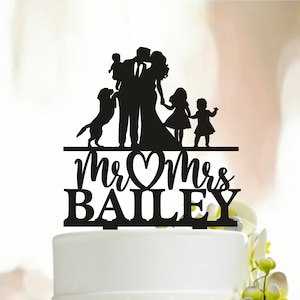 Topper per torta di famiglia, Topper per torta nuziale con bambini, Topper per torta di famiglia per matrimonio, Topper per torta di coppia, Topper per matrimonio di famiglia con bambino A279