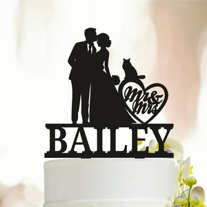 Wedding Cake Topper With fluffy cat, Cat Wedding Cake Topper, Couple cake topper with Cat,Cat Couple Cake Topper,Cats Wedding Topper A284