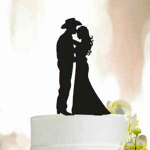 Topper per torta nuziale da cowboy, topper per torta nuziale country western, topper per torta western, topper per torta sposa e sposo, topper per torta nuziale A0245
