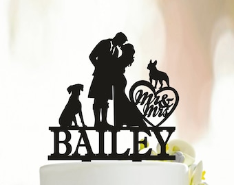 Scottish wedding cake topper, Groom in kilt wedding cake topper, Scottish kilt silhouette cake topper, Custom cake topper Topper with pets