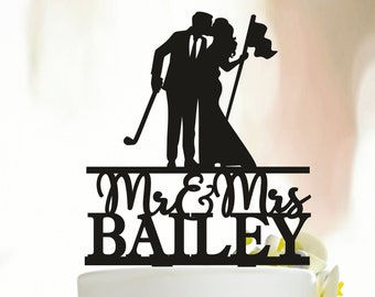 Golf Wedding Cake Topper, Wedding Cake Topper, Golfing Couple Cake Topper, Custom Cake Topper, Golf Cake Topper, Golf player Topper A230