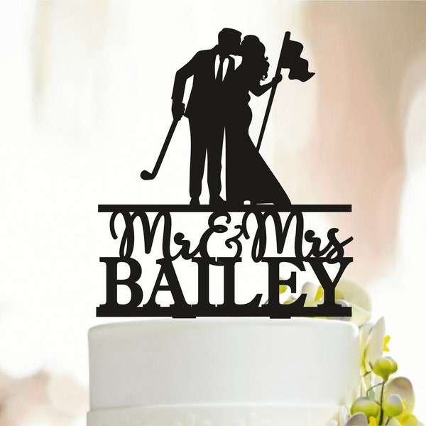 Golf Wedding Cake Topper, Wedding Cake Topper, Golfing Couple Cake Topper, Custom Cake Topper, Golf Cake Topper, Golf player Topper A230