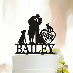Scottish wedding cake topper, Groom in kilt wedding cake topper, Scottish kilt silhouette cake topper, Custom cake topper Topper with pets