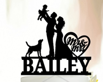 Family Cake Topper with dog,Family Cake Topper with kids,Couple Cake Topper,Wedding Cake Topper,Cake topper with baby, Topper with pets A163