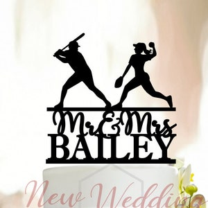 Baseball wedding cake topper, Baseball Fan Topper, Baseball theme cake topper, Mr and Mrs Cake Topper, Bride and Groom Wedding Cake Topper