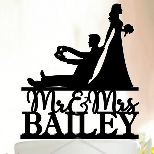 Game Cake Topper Gamer Wedding Cake Topper Video Game Etsy
