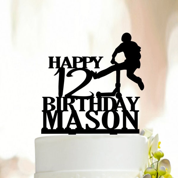 Scooter Birthday Cake Topper With Name and Age, Birthday Cake Topper, Push Scooter Cake Topper, Electric scooter topper,Extreme Scooter A218