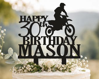Décoration de gâteau motocross, décoration de gâteau Cross, décoration de gâteau moto, décoration de gâteau motocross, thème motocross, fête d'anniversaire, décoration de fête d'anniversaire A036