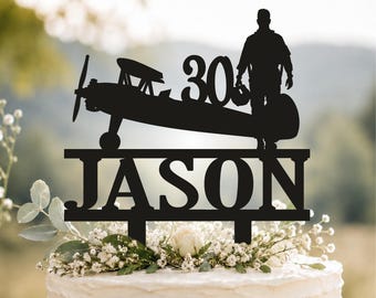 Personalisierter Pilot Geburtstag Cake Topper, Luftfahrt Party Kuchen Dekoration, Flugzeug Geburtstag Cake Topper Dekoration