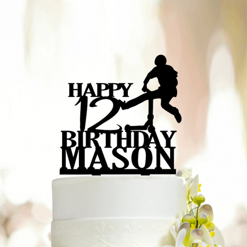 Scooter Birthday Cake Topper With Name and Age Birthday Cake Etsy