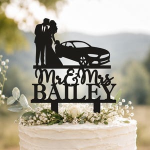Adorno personalizado para pastel de bodas con forma de coche, pareja con adorno para coche Mustang, mecánico automotriz, herramientas de llave inglesa