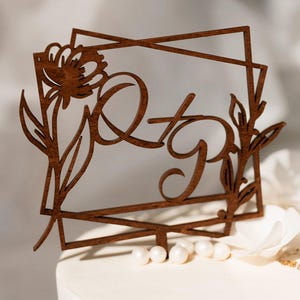 Boho bloemen bruidstaart topper, krans houten cake topper, bloemen bruidstaart topper, rustieke bruidstaart topper, gouden eerste cake toppers
