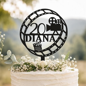 Movie Camera Birthday Cake Topper, Hollywood Cake Topper, Movie Birthday Cake Topper, Acrylic Cake Topper, Movie Clapper Board