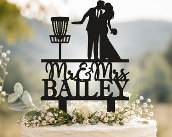 Frisbee Wedding Cake Topper, Wedding Cake Topper, Frisbee Couple Cake Topper, Custom  Cake Topper, Frisbee Cake Topper A259