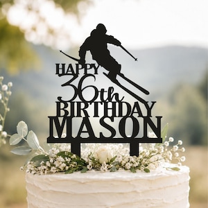 Skier Birthday cake topper,Snow Ski Cake Topper,Skier party decor,Custom birthday cake topper ski,Winter Sports cake topper,Birthday  A028