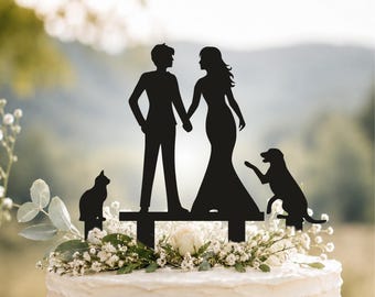 Lesbian cake topper with dog and cat,Lesbian with dogs,Lesbian wedding cake topper,mrs and mrs cake topper,lesbian dogs,dogs cake topperA134